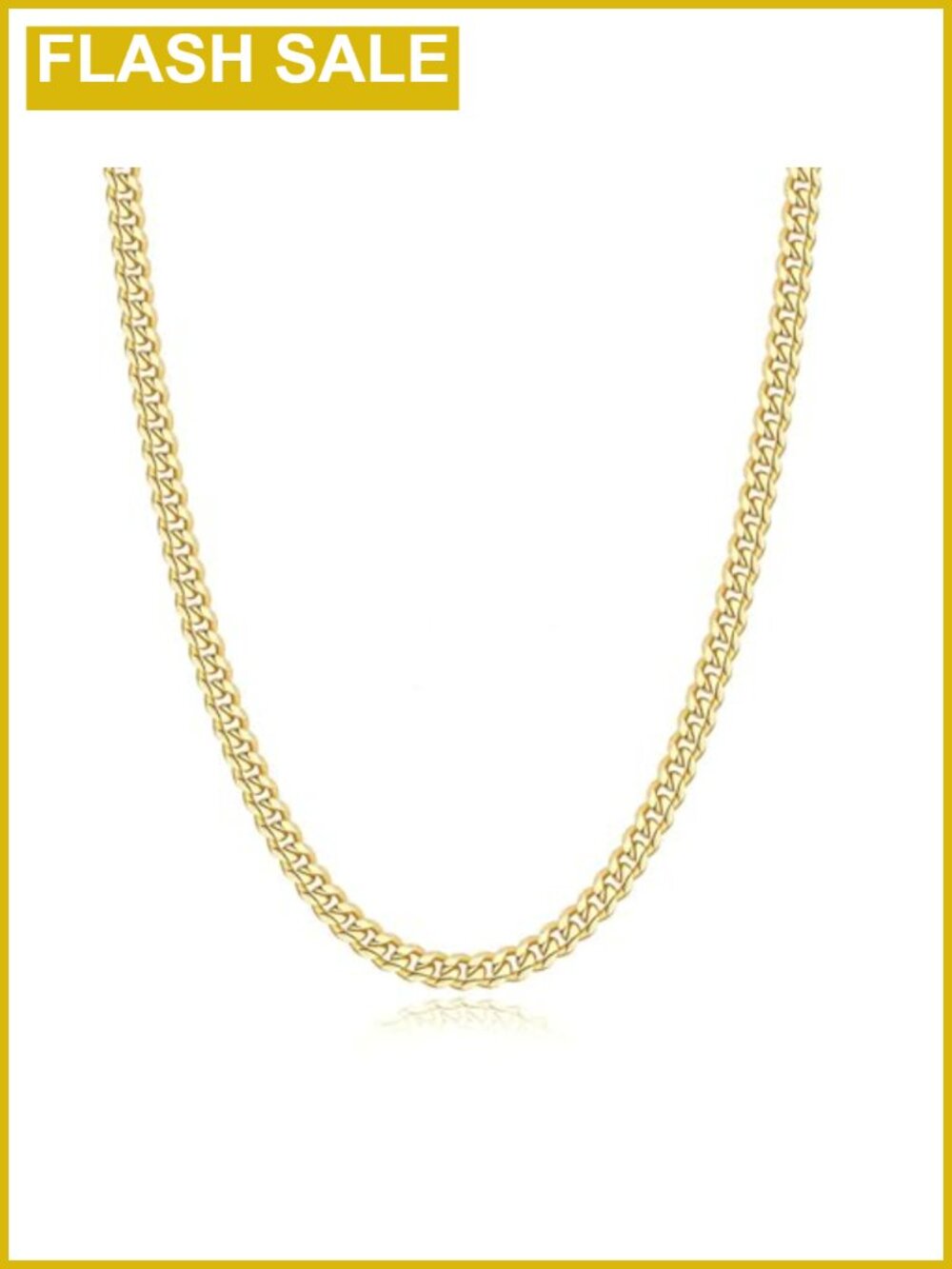 14K Gold Plated Cuban Link Chain Men 316L Stainless Steel Necklace